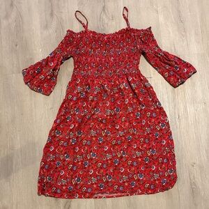 Magnolia Red Floral Off-Shoulder Dress